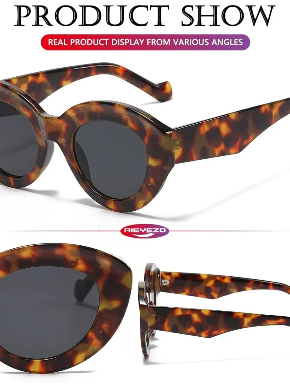 Elegant Oversized Cat Eye Sunglasses with Tortoise Frame - Women's Retro Fashion